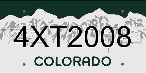4XT2008 Colorado License Plate