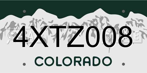 4XTZ008 Colorado License Plate