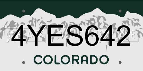 4YES642 Colorado License Plate