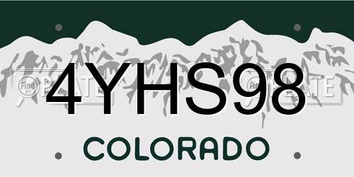 4YHS98 Colorado License Plate