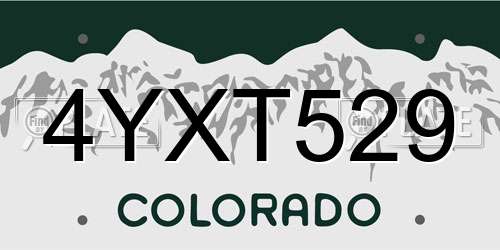 4YXT529 Colorado License Plate