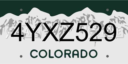 4YXZ529 Colorado License Plate