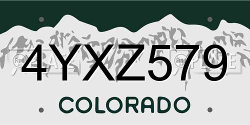 4YXZ579 Colorado License Plate