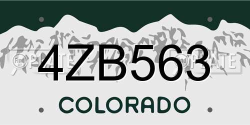 4ZB563 Colorado License Plate
