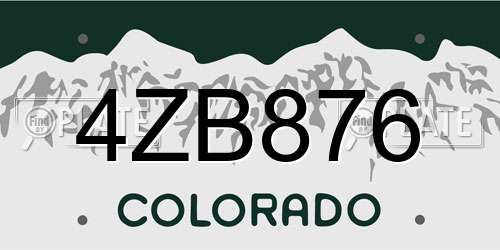 4ZB876 Colorado License Plate