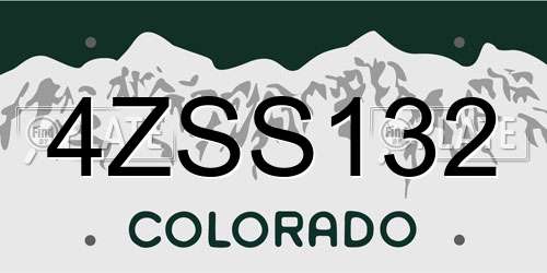 4ZSS132 Colorado License Plate