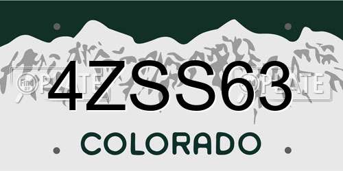 4ZSS63 Colorado License Plate