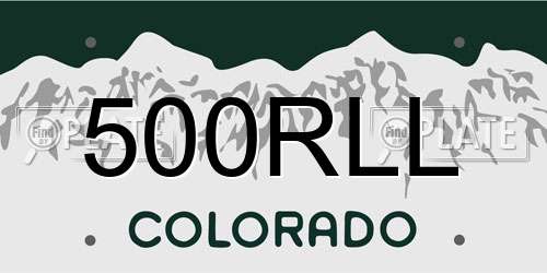 500RLL Colorado License Plate