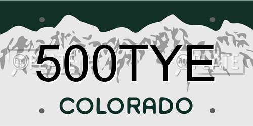 500TYE Colorado License Plate