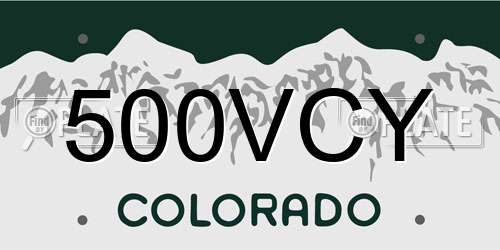 500VCY Colorado License Plate