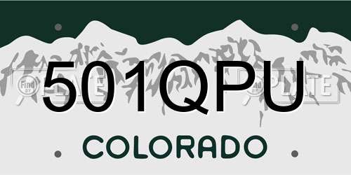 501QPU Colorado License Plate