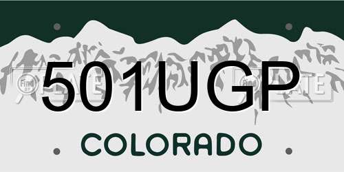 501UGP Colorado License Plate