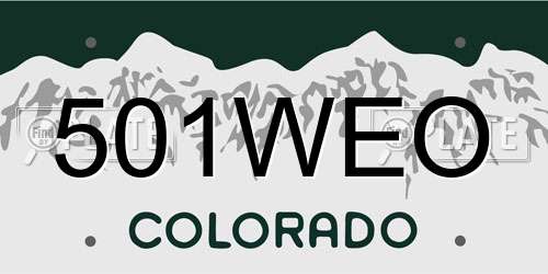 501WEO Colorado License Plate