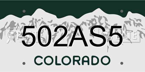 502AS5 Colorado License Plate