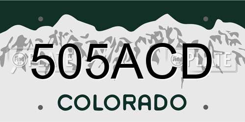 505ACD Colorado License Plate