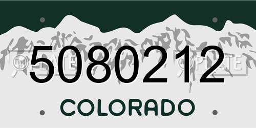 5080212 Colorado License Plate