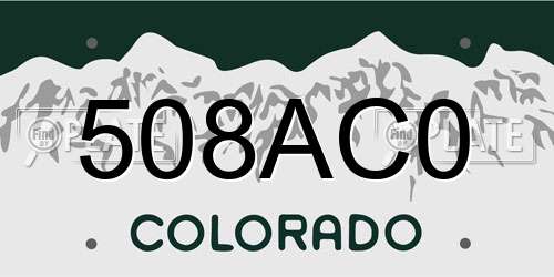 508AC0 Colorado License Plate