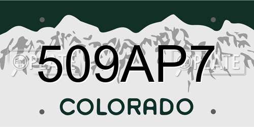 509AP7 Colorado License Plate