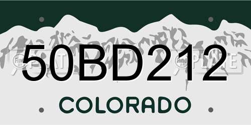 50BD212 Colorado License Plate