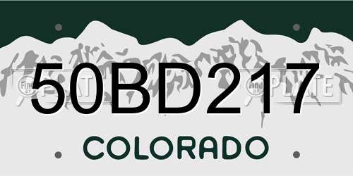 50BD217 Colorado License Plate