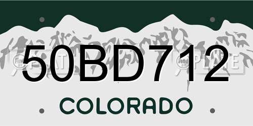 50BD712 Colorado License Plate