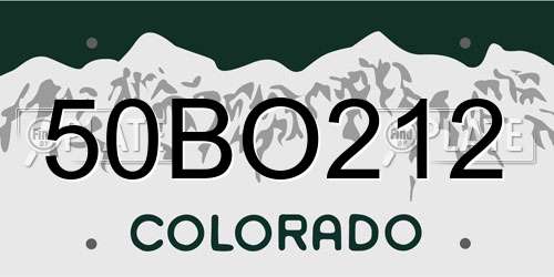 50BO212 Colorado License Plate