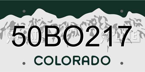 50BO217 Colorado License Plate