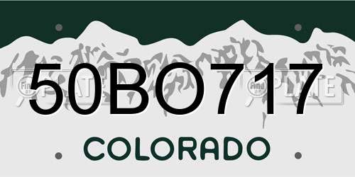 50BO717 Colorado License Plate