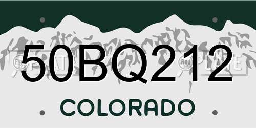 50BQ212 Colorado License Plate
