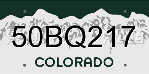 50BQ217 Colorado License Plate
