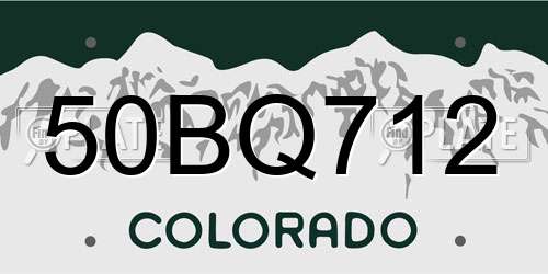 50BQ712 Colorado License Plate