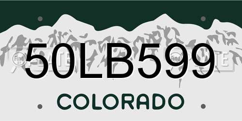 50LB599 Colorado License Plate