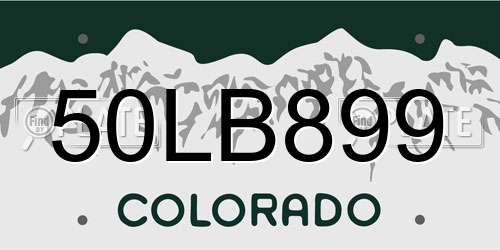 50LB899 Colorado License Plate