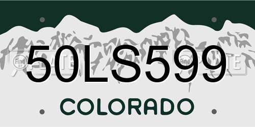 50LS599 Colorado License Plate