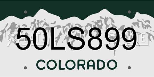 50LS899 Colorado License Plate