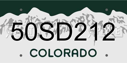 50SD212 Colorado License Plate