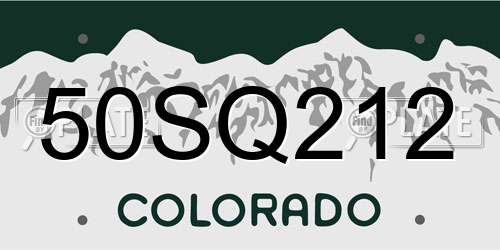 50SQ212 Colorado License Plate