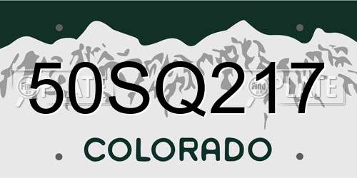 50SQ217 Colorado License Plate