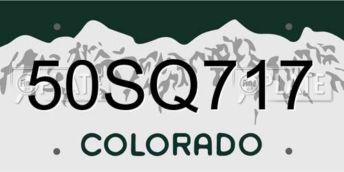 50SQ717 Colorado License Plate