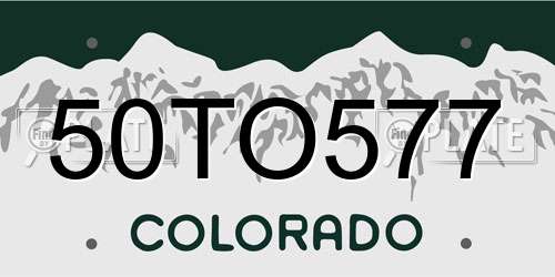 50TO577 Colorado License Plate
