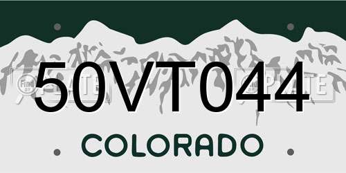 50VT044 Colorado License Plate