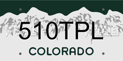 510TPL Colorado License Plate