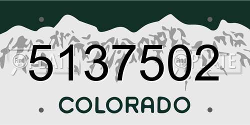 5137502 Colorado License Plate