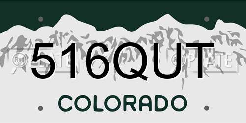 516QUT Colorado License Plate