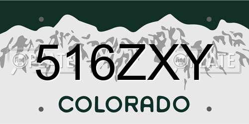 516ZXY Colorado License Plate
