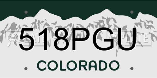518PGU Colorado License Plate