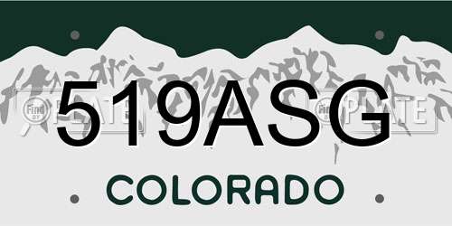 519ASG Colorado License Plate