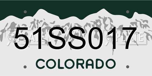 51SS017 Colorado License Plate