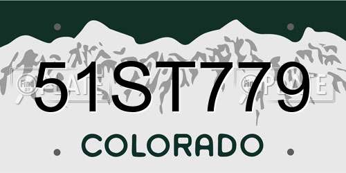 51ST779 Colorado License Plate