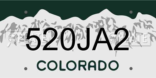 520JA2 Colorado License Plate